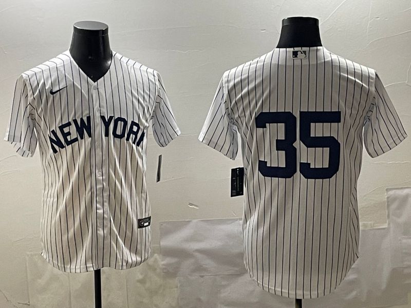 Men New York Yankees #35 No Name White Stripe Game 2025 Nike MLB Jersey style 316->new york yankees->MLB Jersey